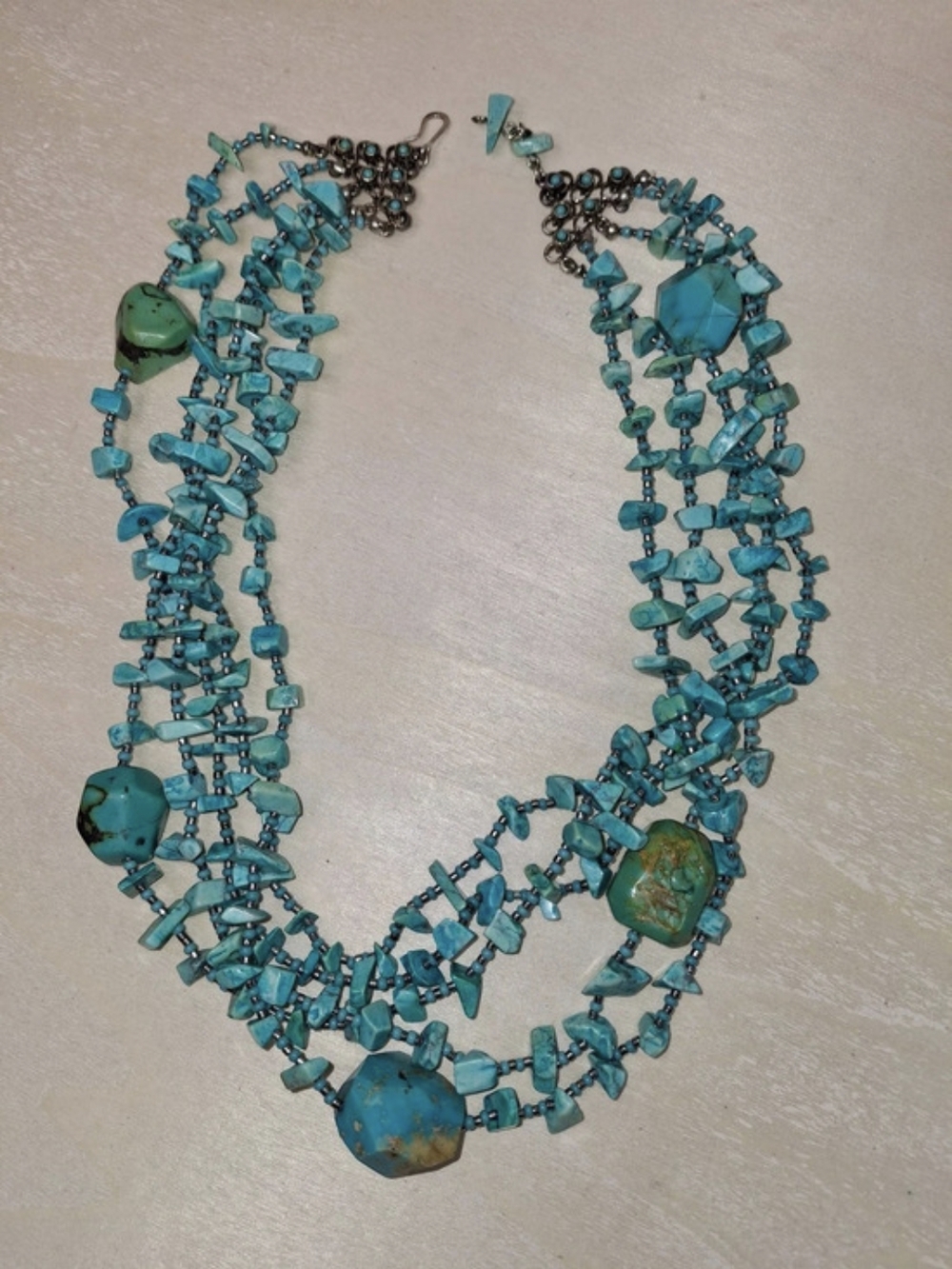 Turquoise Multi-Strand Statement Necklace - Picture 3 of 7